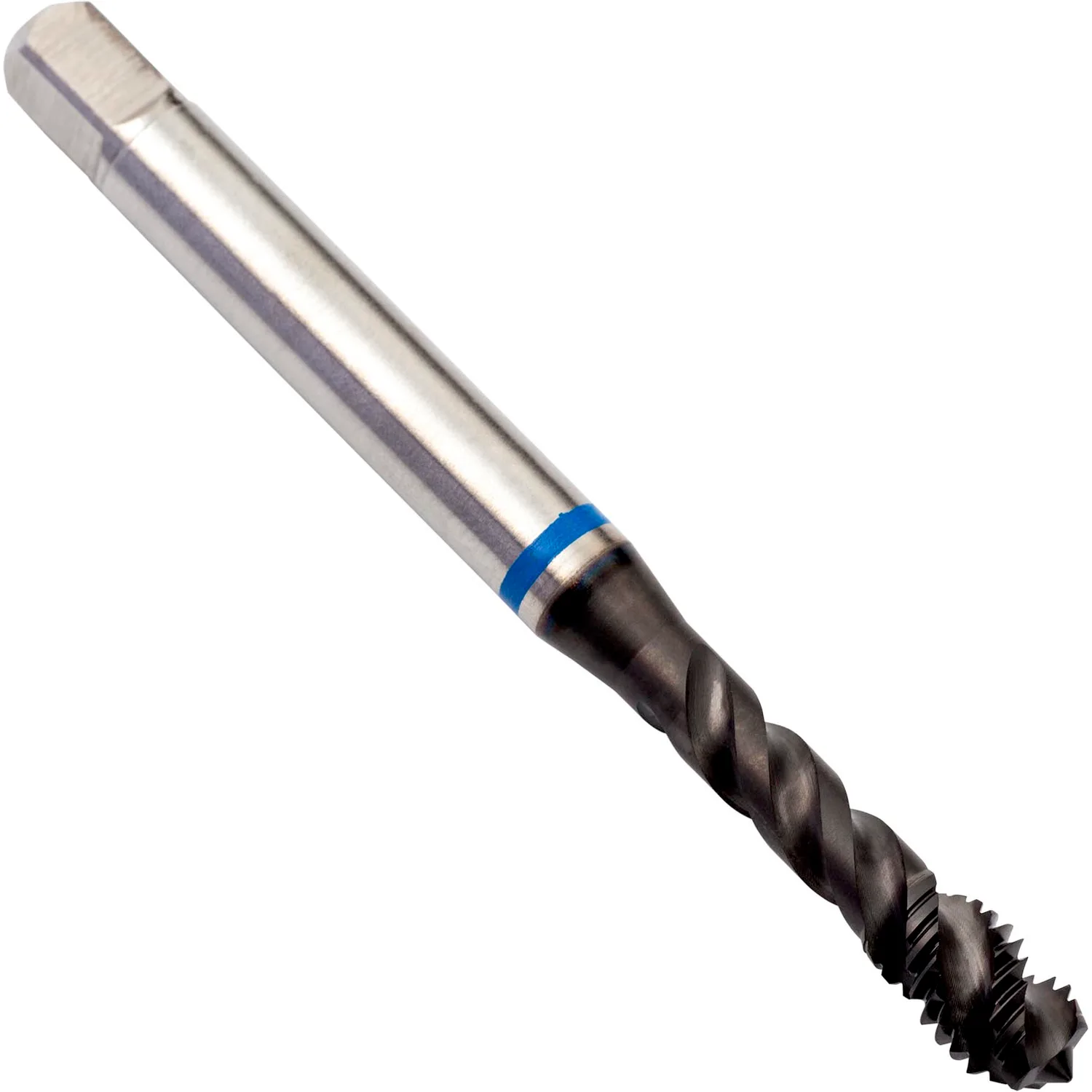 [E414M3] E414 HSS-E PM M Machinetap, spiraalgroeven 48°, Blauwring Shark, achter geslepen (3)